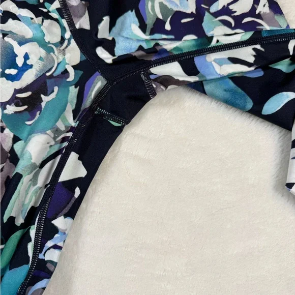 Athleta Black Leggings with Blue and Green Accents - Picture 3 of 5